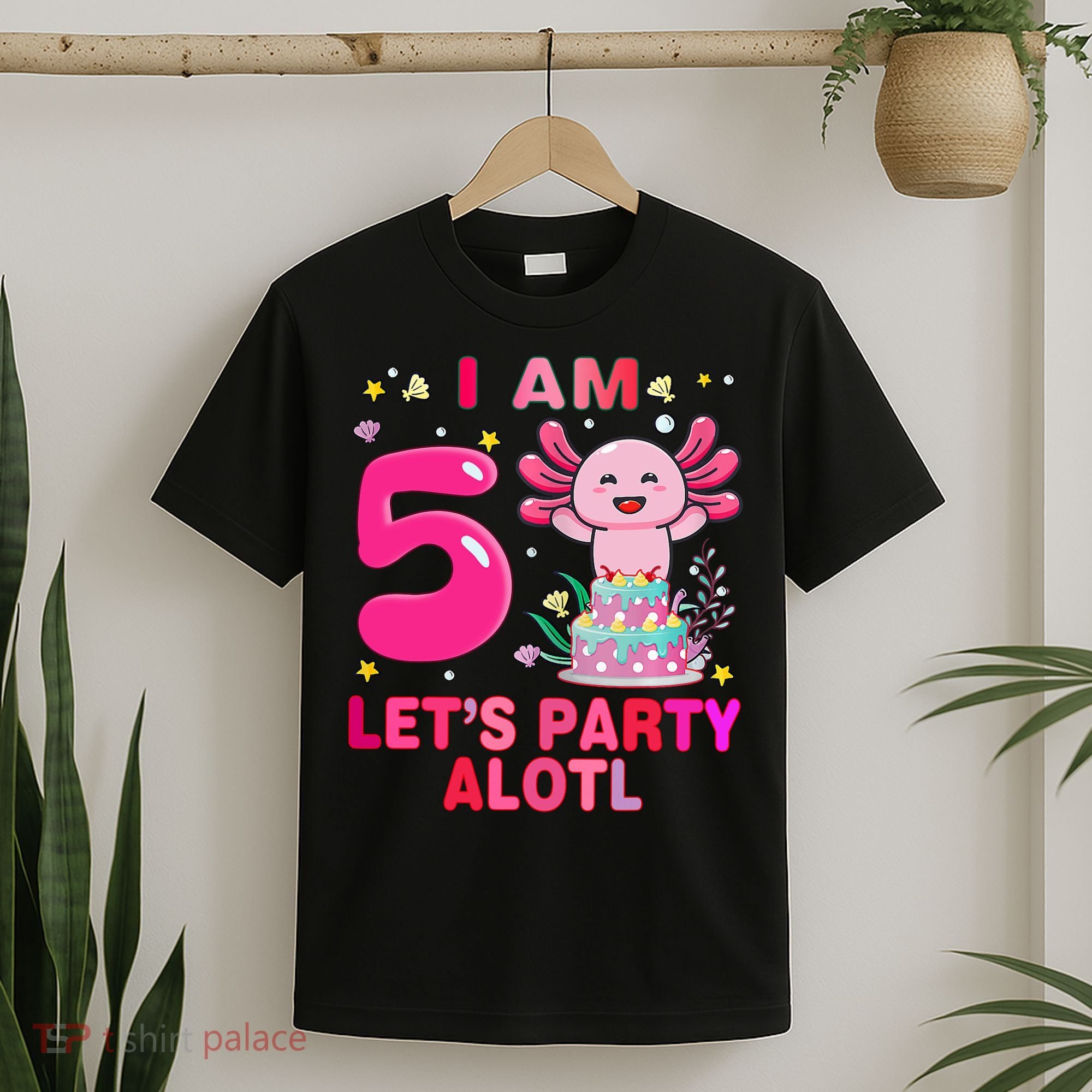 I M 5 Lets Party Alotl Axolotl Kawaii Birthday T-Shirt