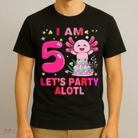 I M 5 Lets Party Alotl Axolotl Kawaii Birthday T-Shirt thumb 3