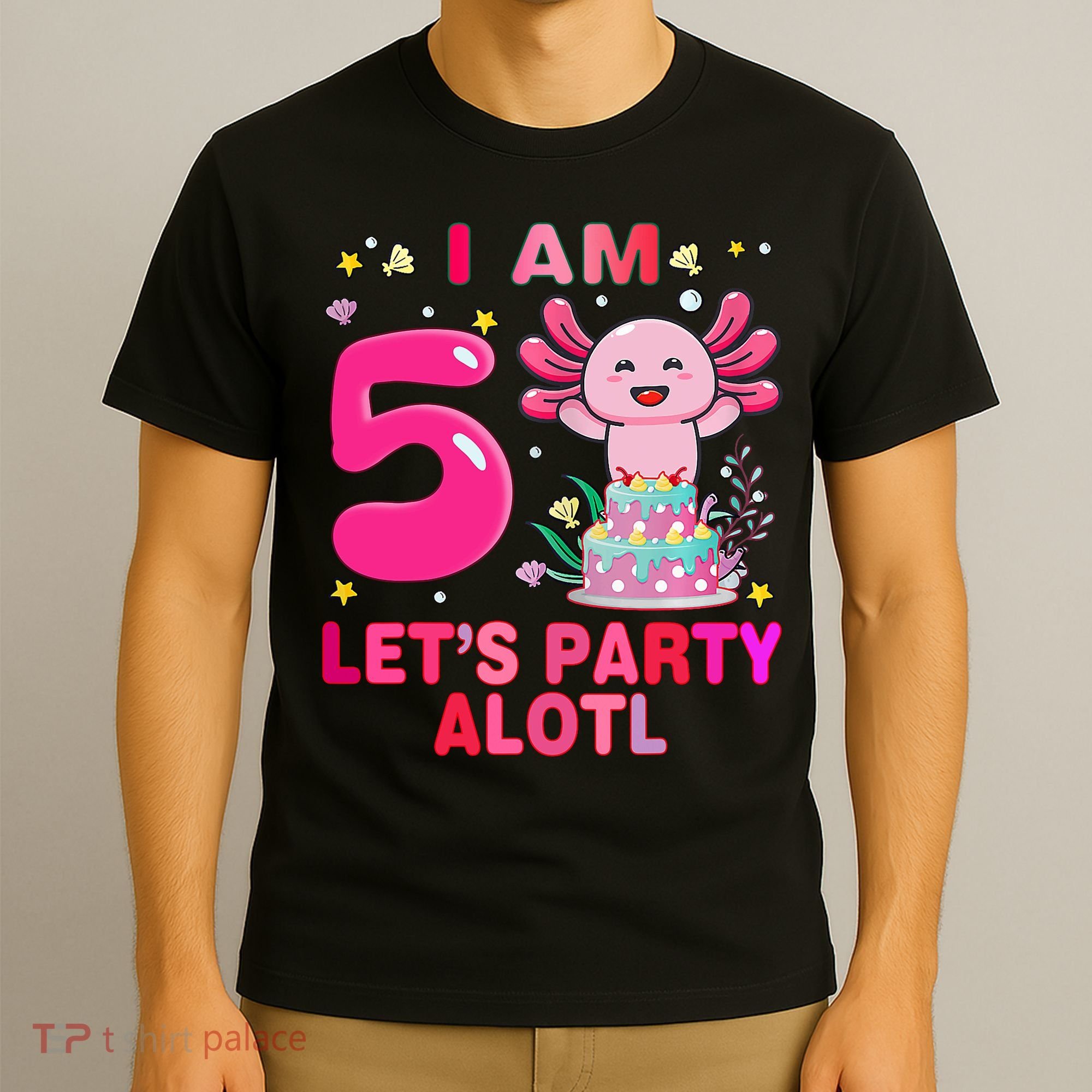 I M 5 Lets Party Alotl Axolotl Kawaii Birthday T-Shirt