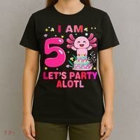 I M 5 Lets Party Alotl Axolotl Kawaii Birthday T-Shirt thumb 4