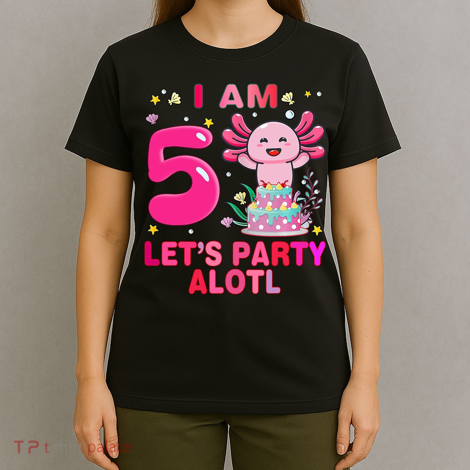 I M 5 Lets Party Alotl Axolotl Kawaii Birthday T-Shirt