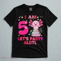 I M 5 Lets Party Alotl Axolotl Kawaii Birthday T-Shirt thumb 5
