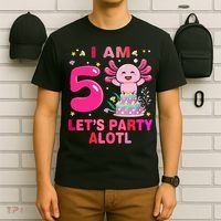 I M 5 Lets Party Alotl Axolotl Kawaii Birthday T-Shirt thumb 6