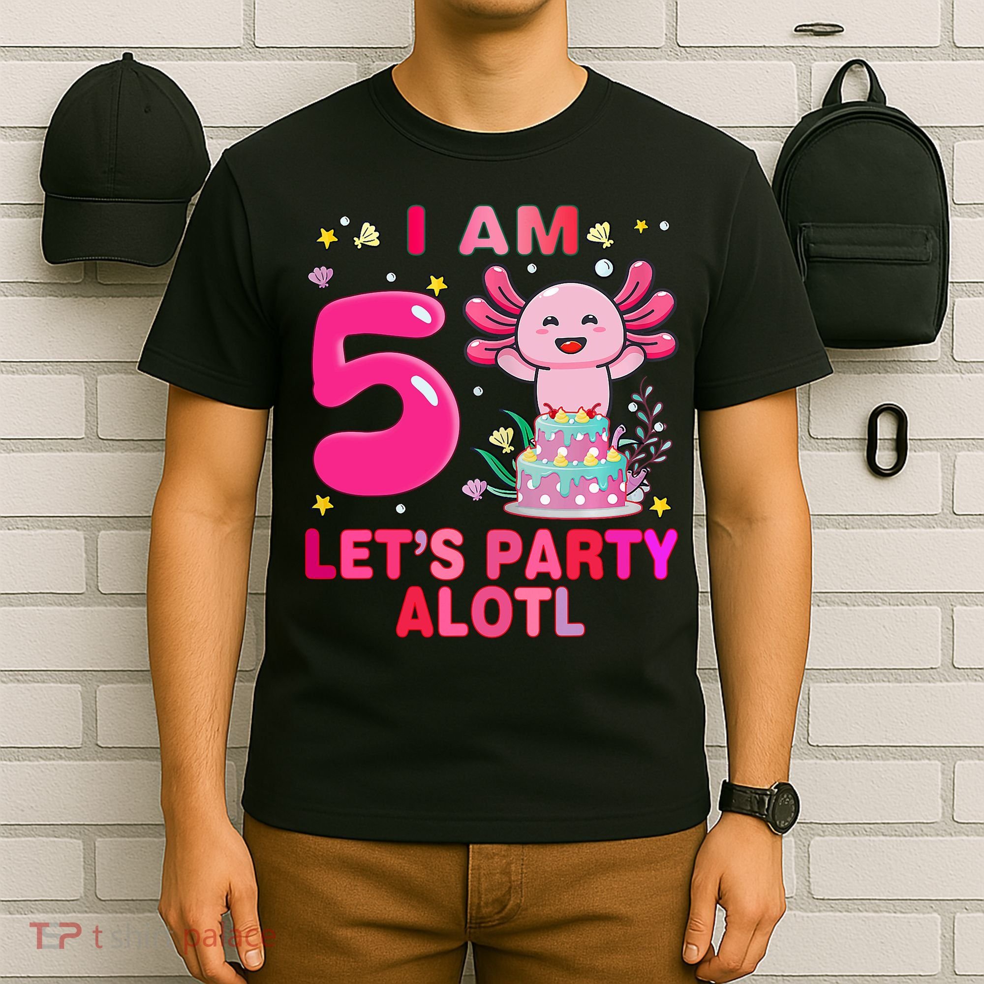 I M 5 Lets Party Alotl Axolotl Kawaii Birthday T-Shirt