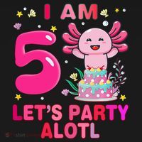 I M 5 Lets Party Alotl Axolotl Kawaii Birthday Polo thumb 3