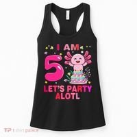 I M 5 Lets Party Alotl Axolotl Kawaii Birthday Women's Tank Top thumb 0