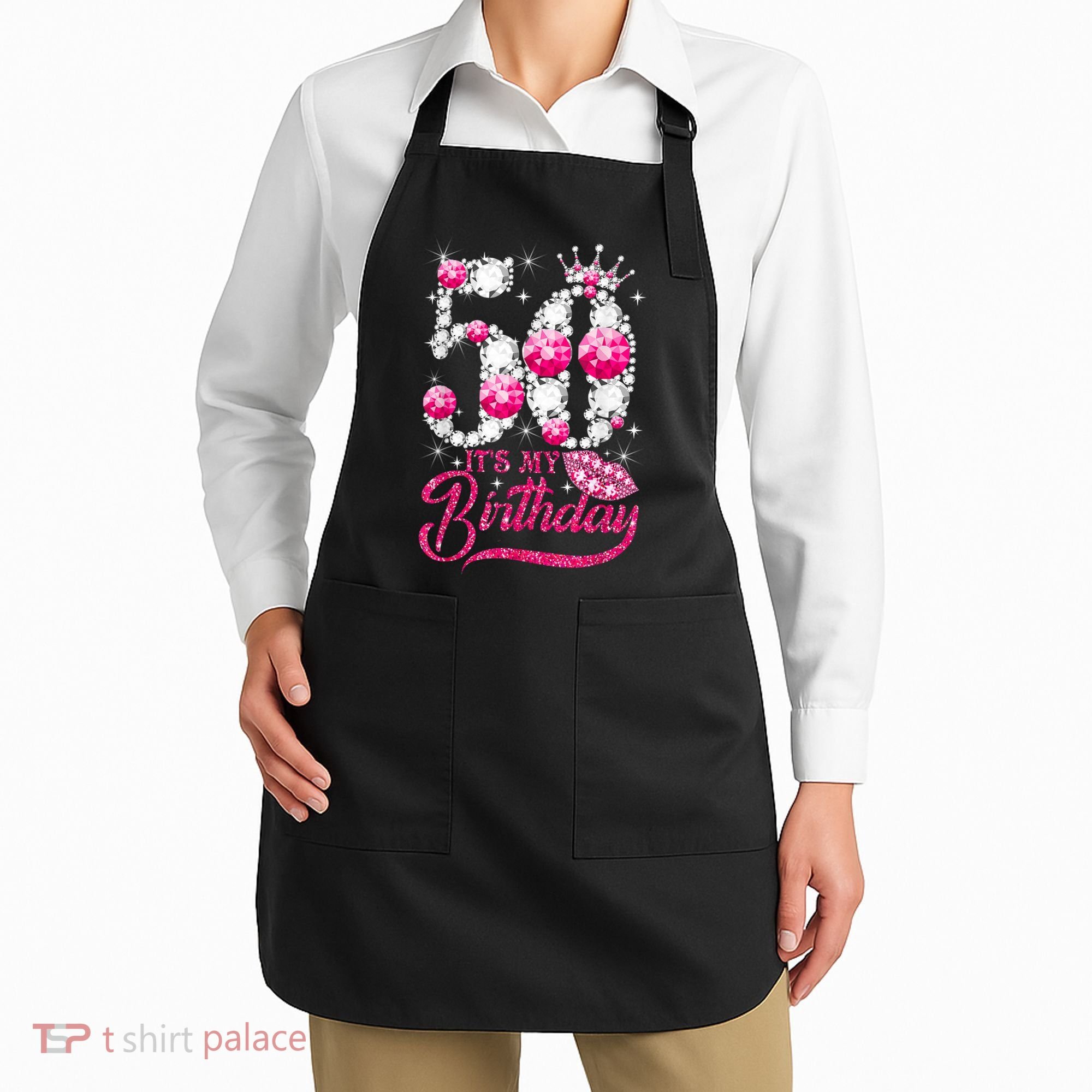 It's My 50th Birthday Queen 50 Years Old Shoes Crown Diamond Apron
