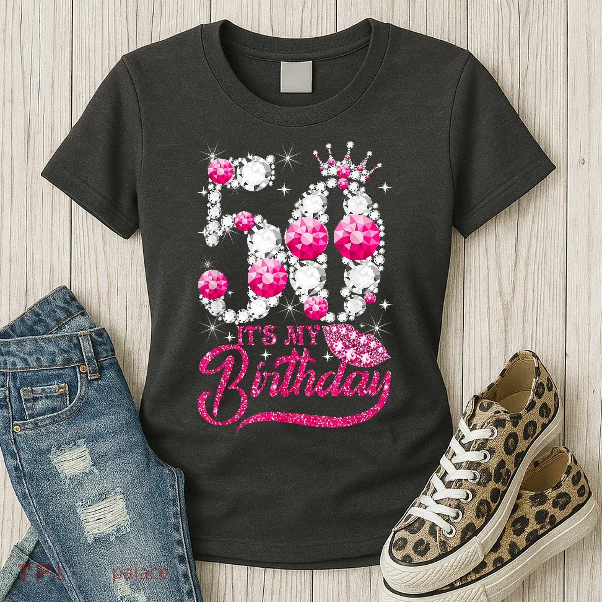 It's My 50th Birthday Queen 50 Years Old Shoes Crown Diamond Women's T-Shirt