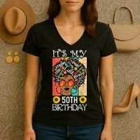 It's My 50th Birthday African American Black Woman 50 Years Women's V-Neck T-Shirt thumb 3