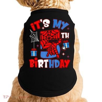It'S My 5th Birthday Spider Theme Party Boy Birthday Present Doggie Tank