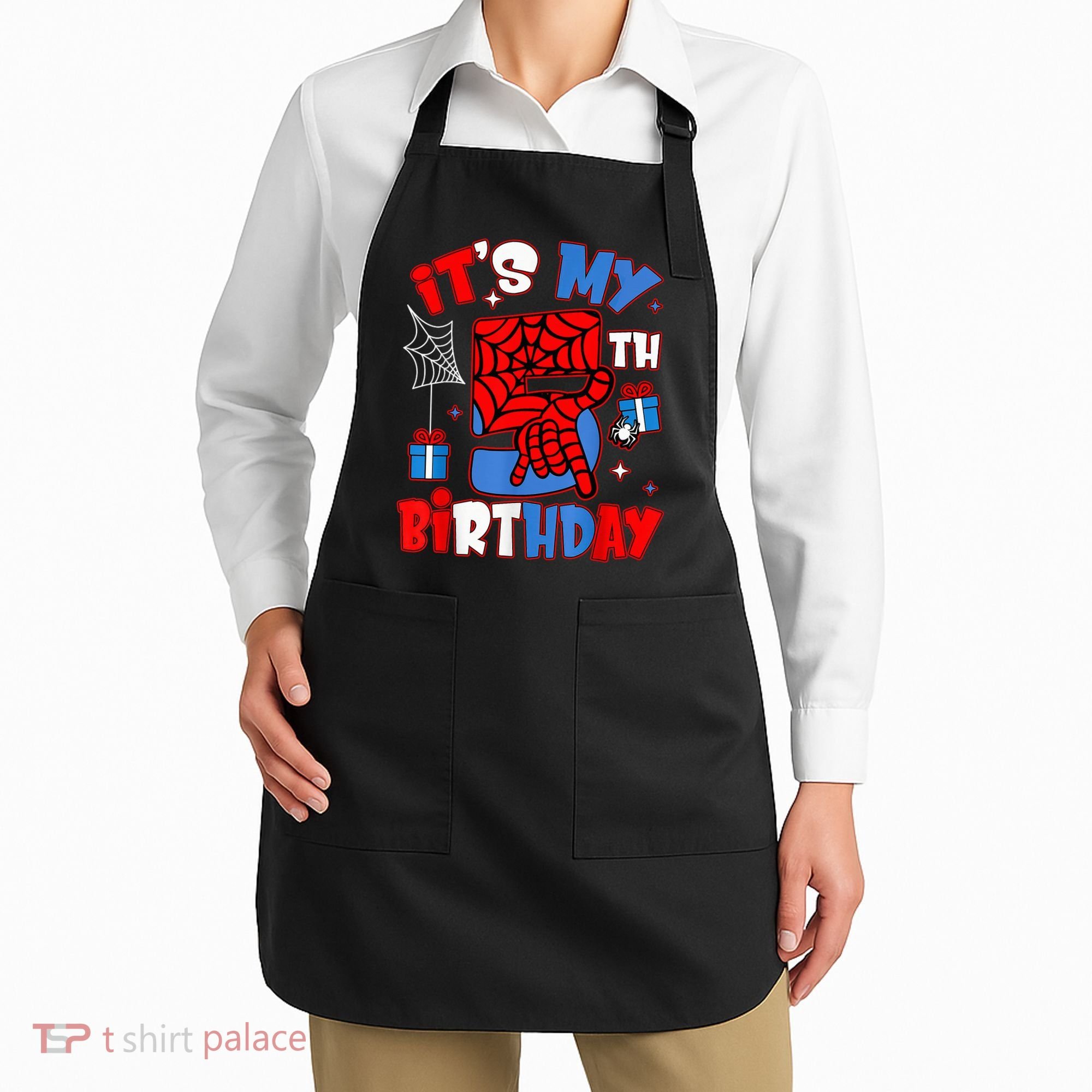 It'S My 5th Birthday Spider Theme Party Boy Birthday Present Apron
