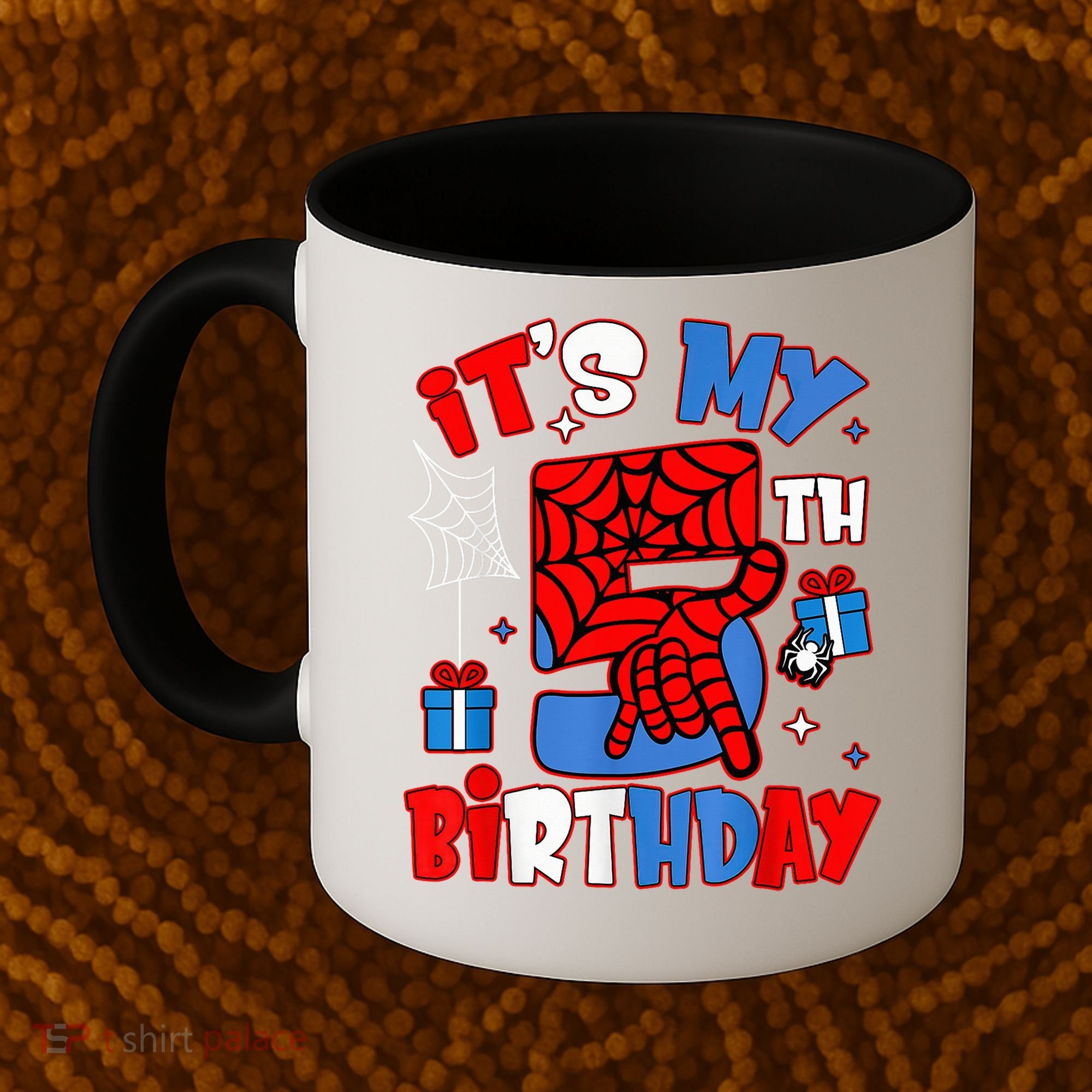 It'S My 5th Birthday Spider Theme Party Boy Birthday Present Coffee Mug
