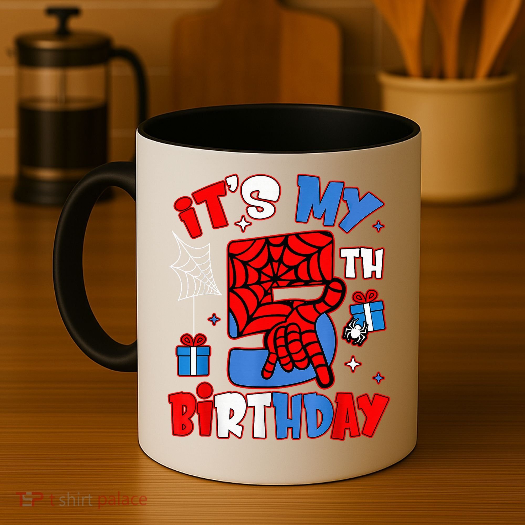 It'S My 5th Birthday Spider Theme Party Boy Birthday Present Coffee Mug