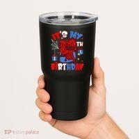 It'S My 5th Birthday Spider Theme Party Boy Birthday Present Tumbler thumb 2
