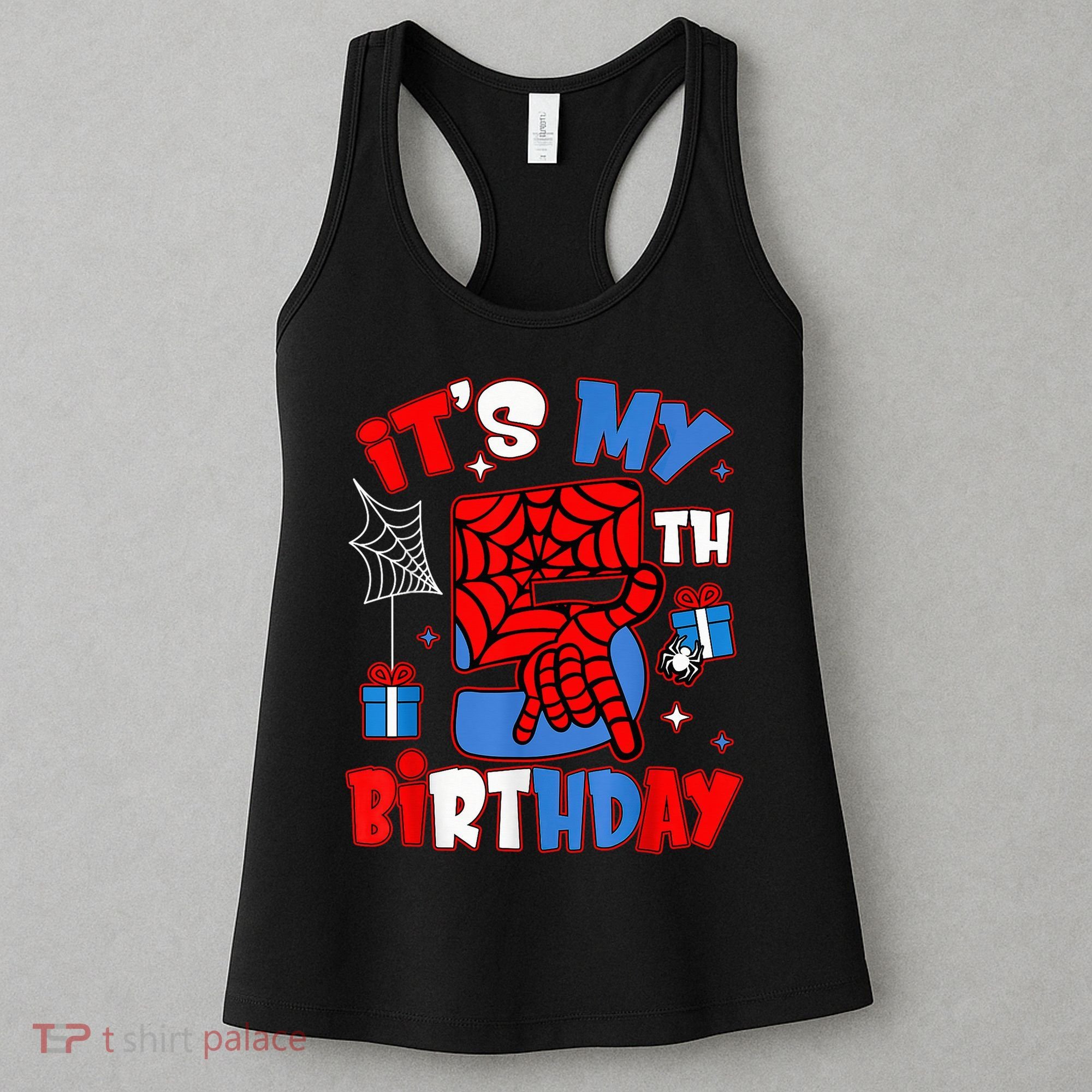 It'S My 5th Birthday Spider Theme Party Boy Birthday Present Women's Tank Top