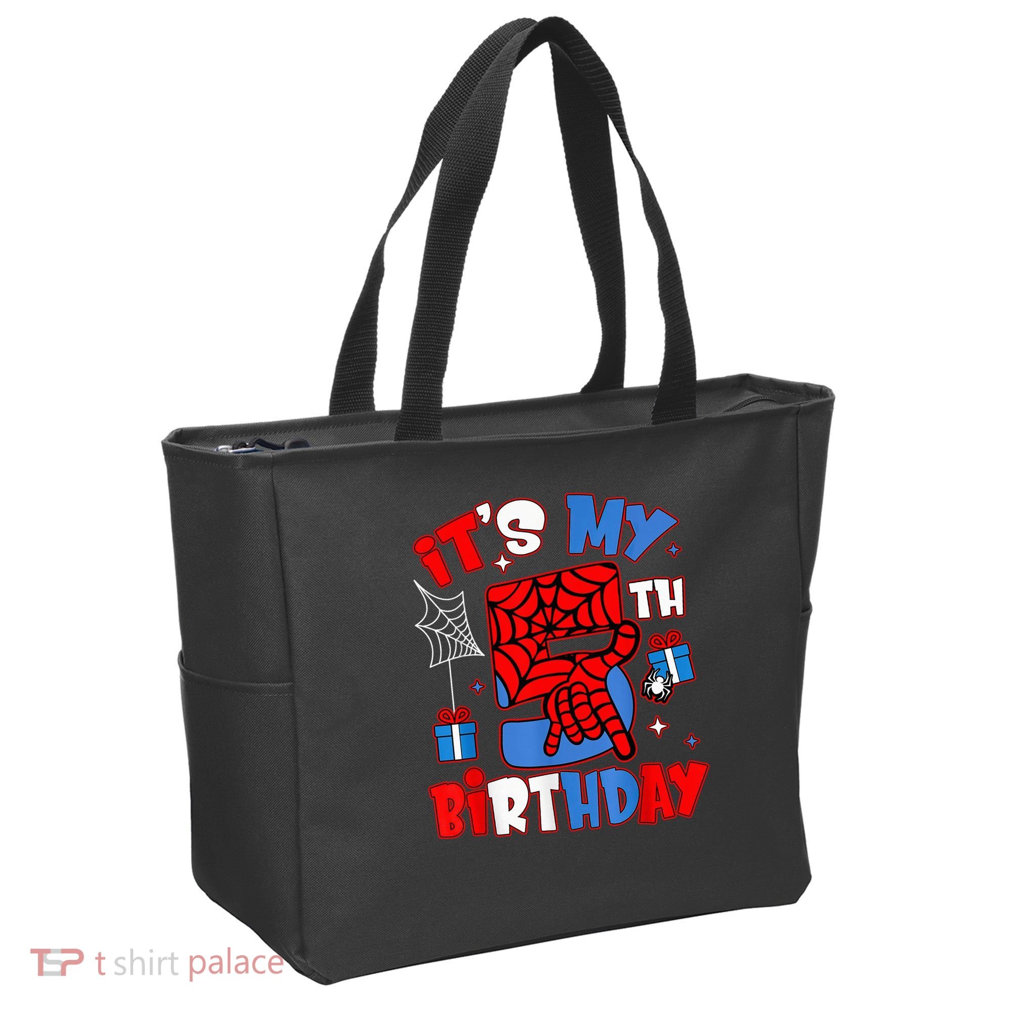 It'S My 5th Birthday Spider Theme Party Boy Birthday Present Tote Bag