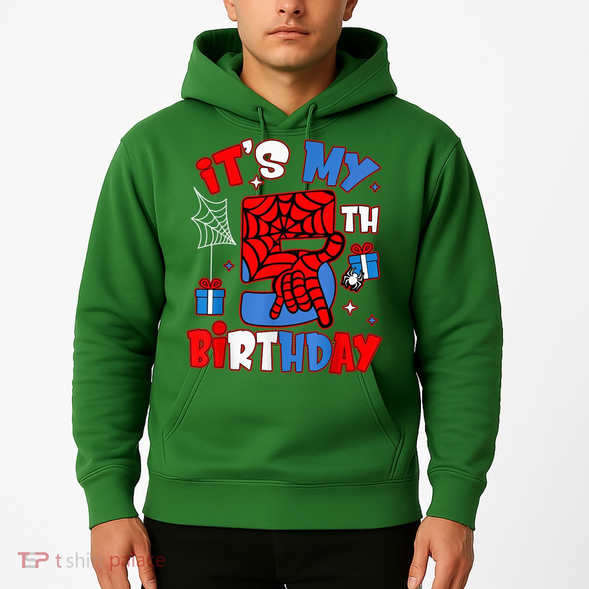 It'S My 5th Birthday Spider Theme Party Boy Birthday Present Hoodie