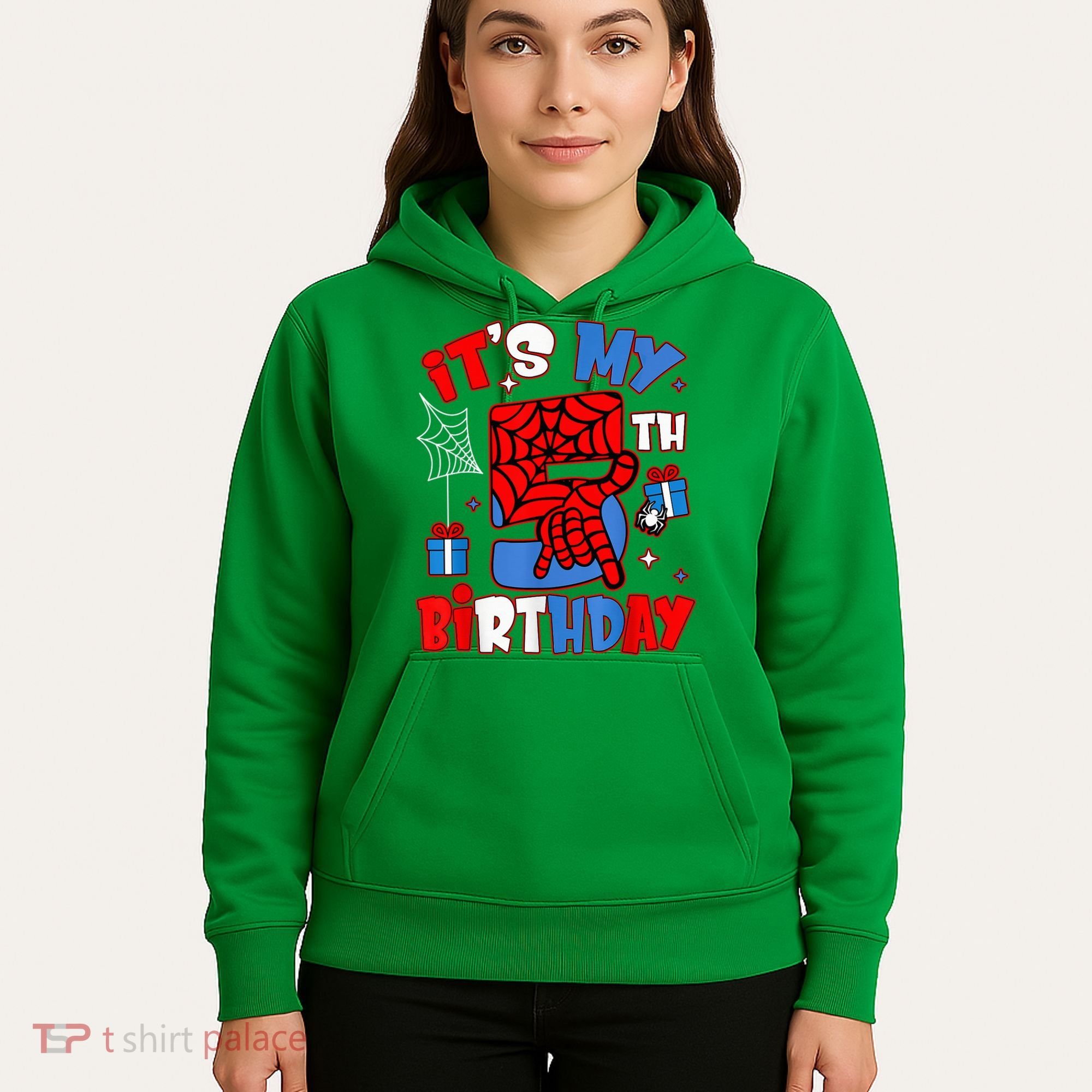 It'S My 5th Birthday Spider Theme Party Boy Birthday Present Hoodie