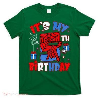 It'S My 5th Birthday Spider Theme Party Boy Birthday Present T-Shirt