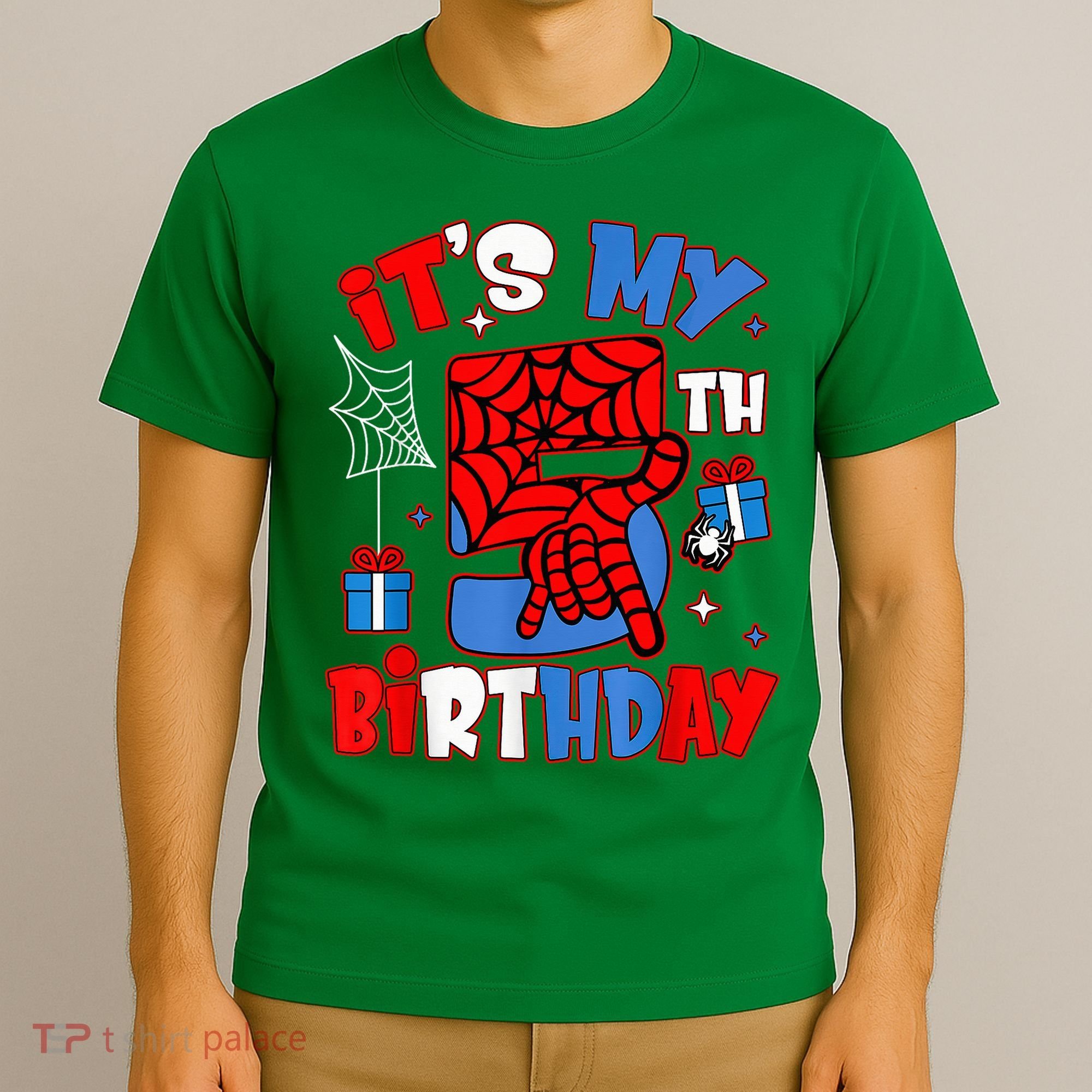 It'S My 5th Birthday Spider Theme Party Boy Birthday Present T-Shirt