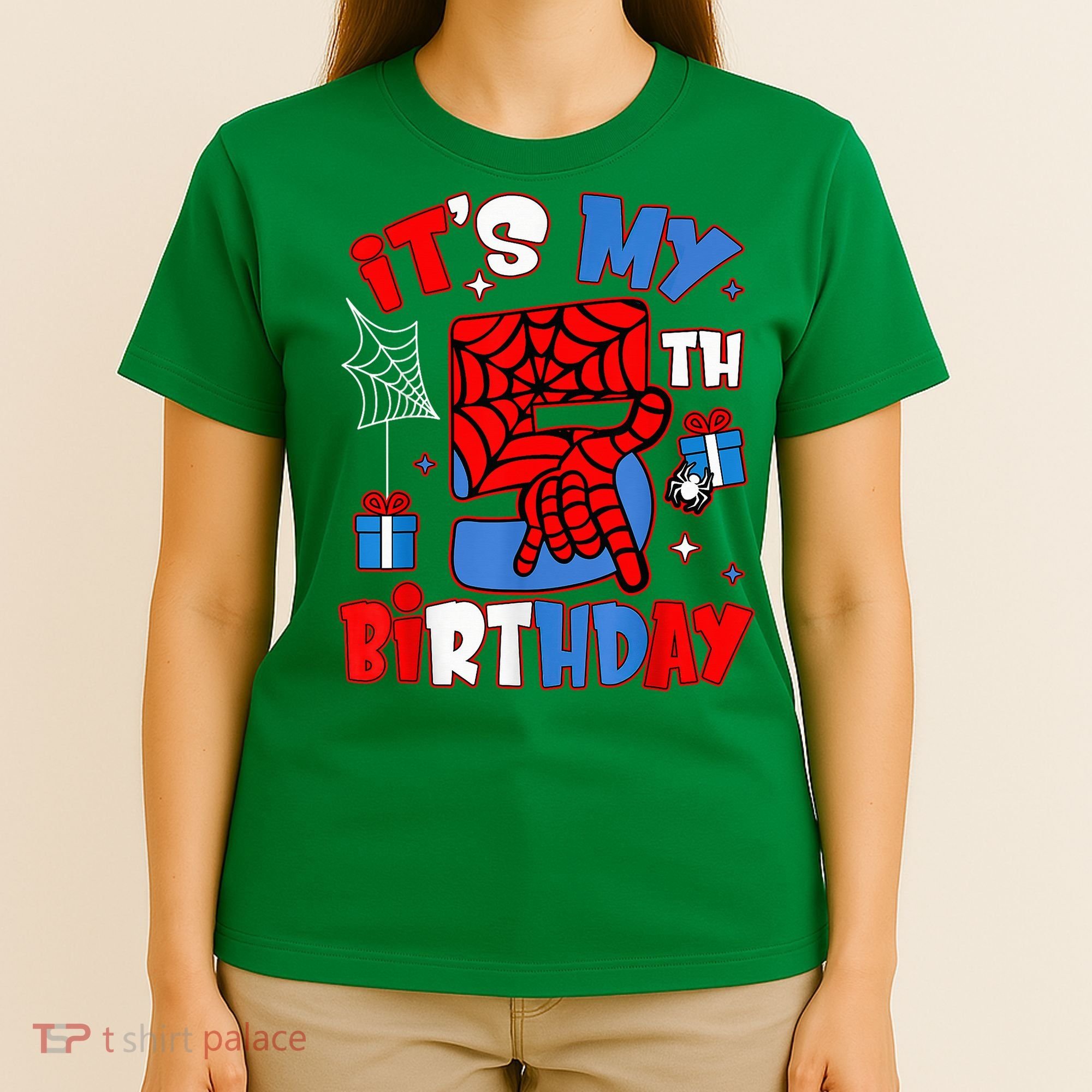 It'S My 5th Birthday Spider Theme Party Boy Birthday Present T-Shirt