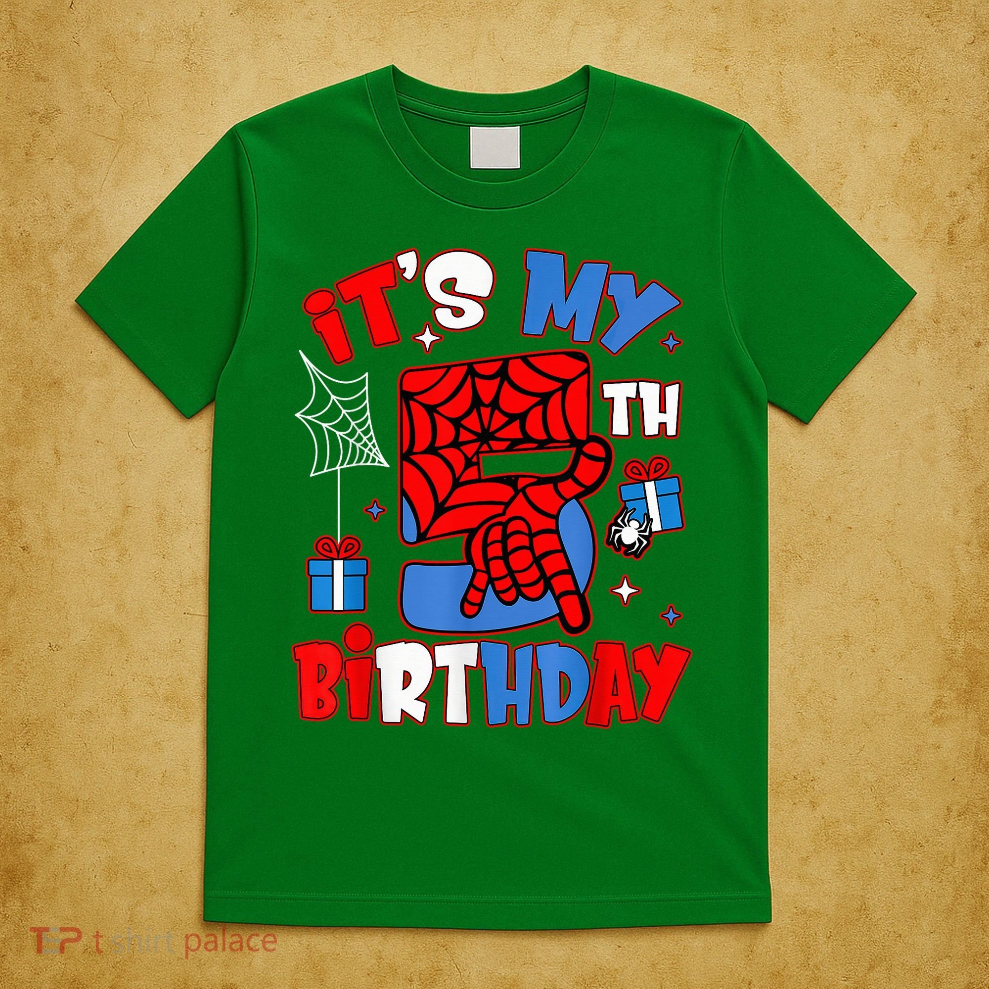 It'S My 5th Birthday Spider Theme Party Boy Birthday Present T-Shirt