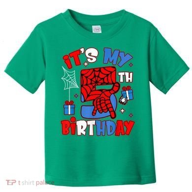 It'S My 5th Birthday Spider Theme Party Boy Birthday Present Toddler T-Shirt