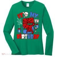 It'S My 5th Birthday Spider Theme Party Boy Birthday Present Women's Long Sleeve Shirt thumb 0