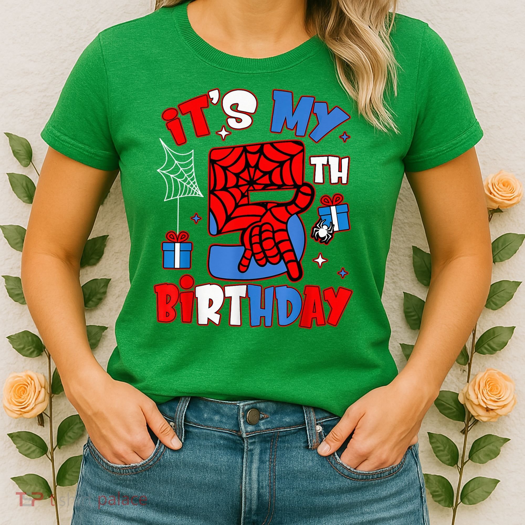 It'S My 5th Birthday Spider Theme Party Boy Birthday Present Women's T-Shirt