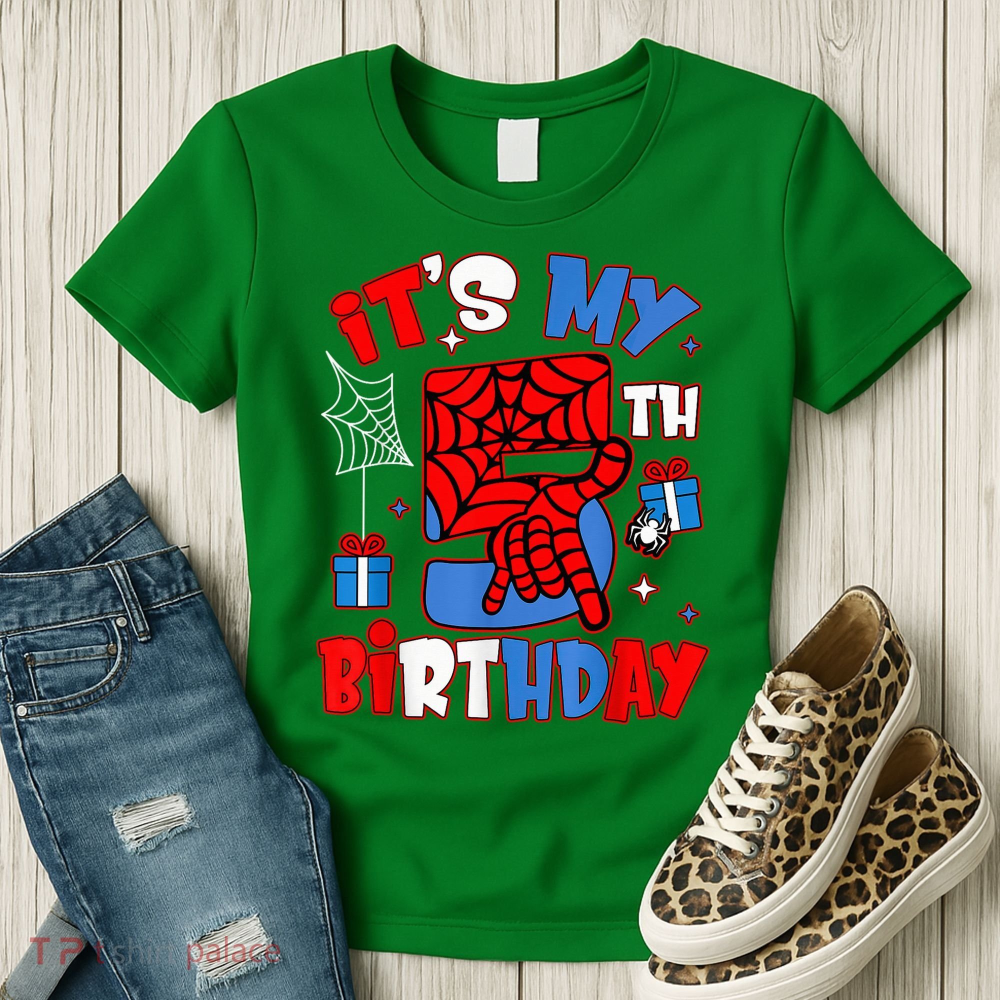 It'S My 5th Birthday Spider Theme Party Boy Birthday Present Women's T-Shirt