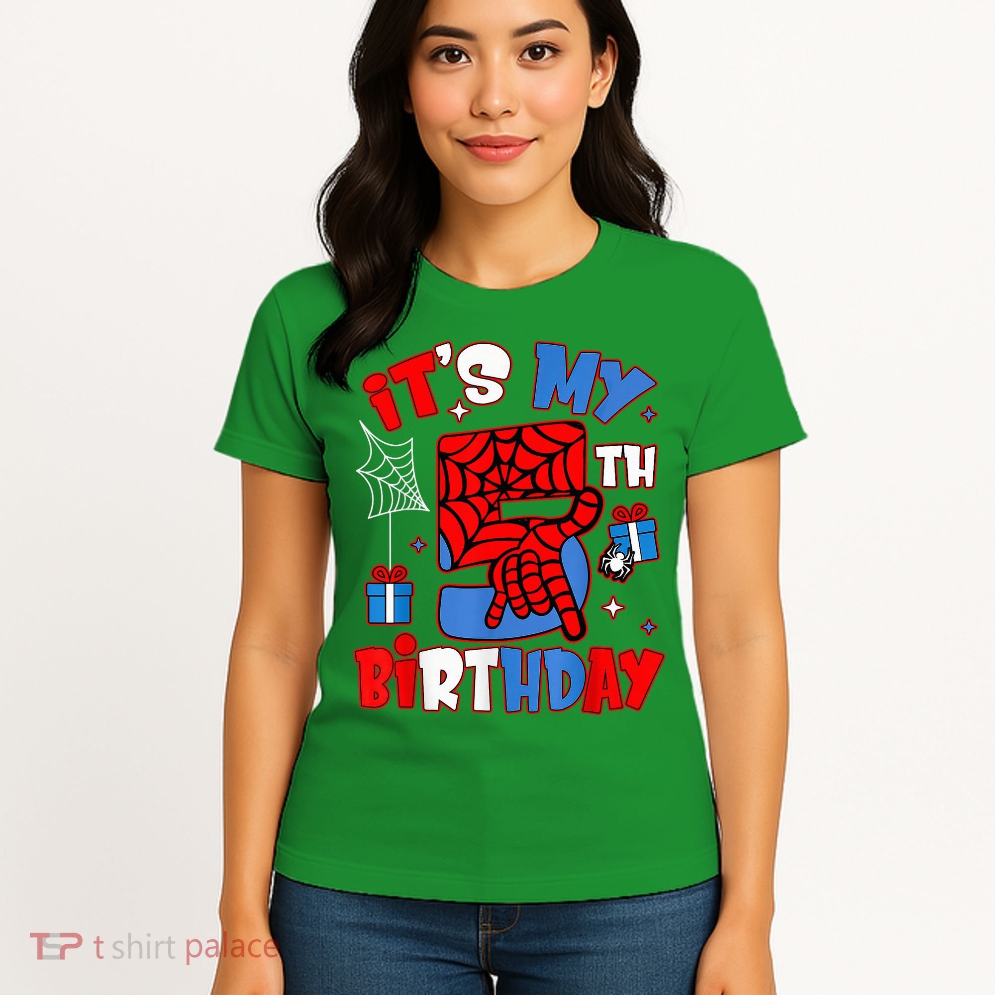 It'S My 5th Birthday Spider Theme Party Boy Birthday Present Women's T-Shirt