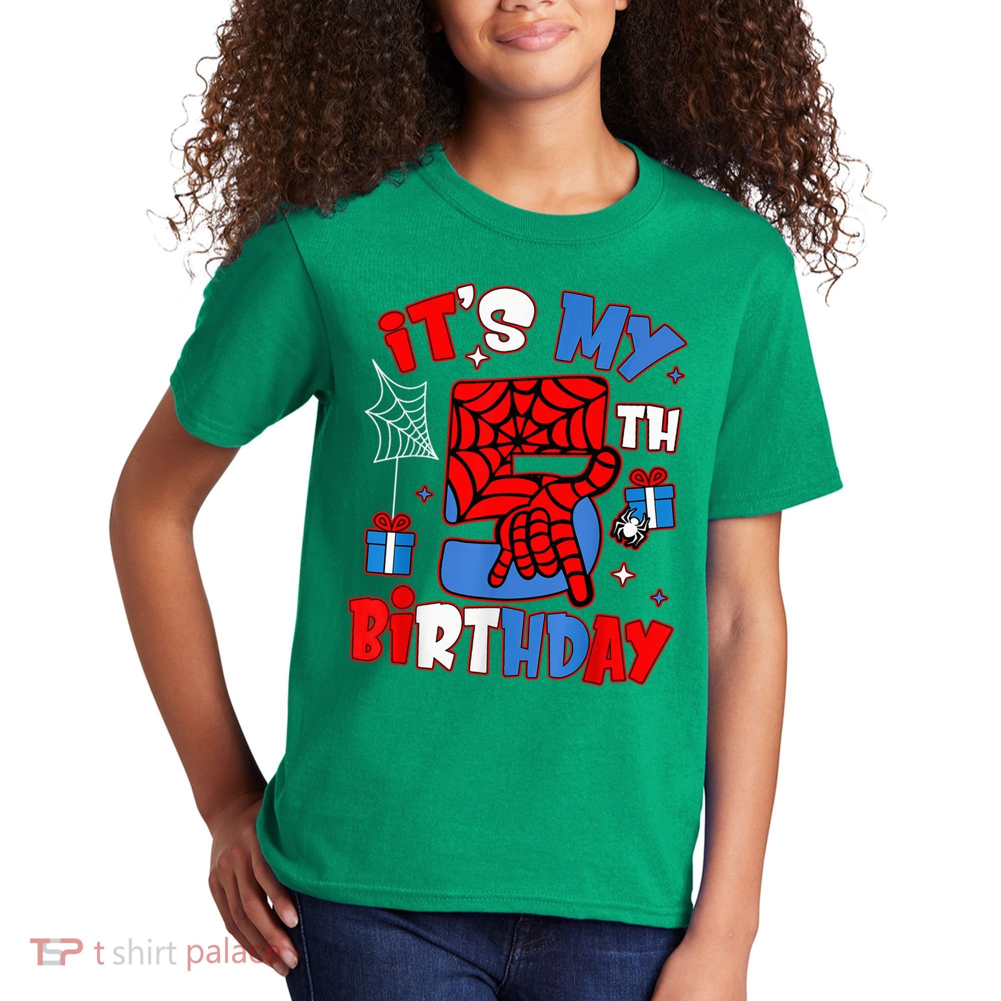 It'S My 5th Birthday Spider Theme Party Boy Birthday Present Kids T-Shirt