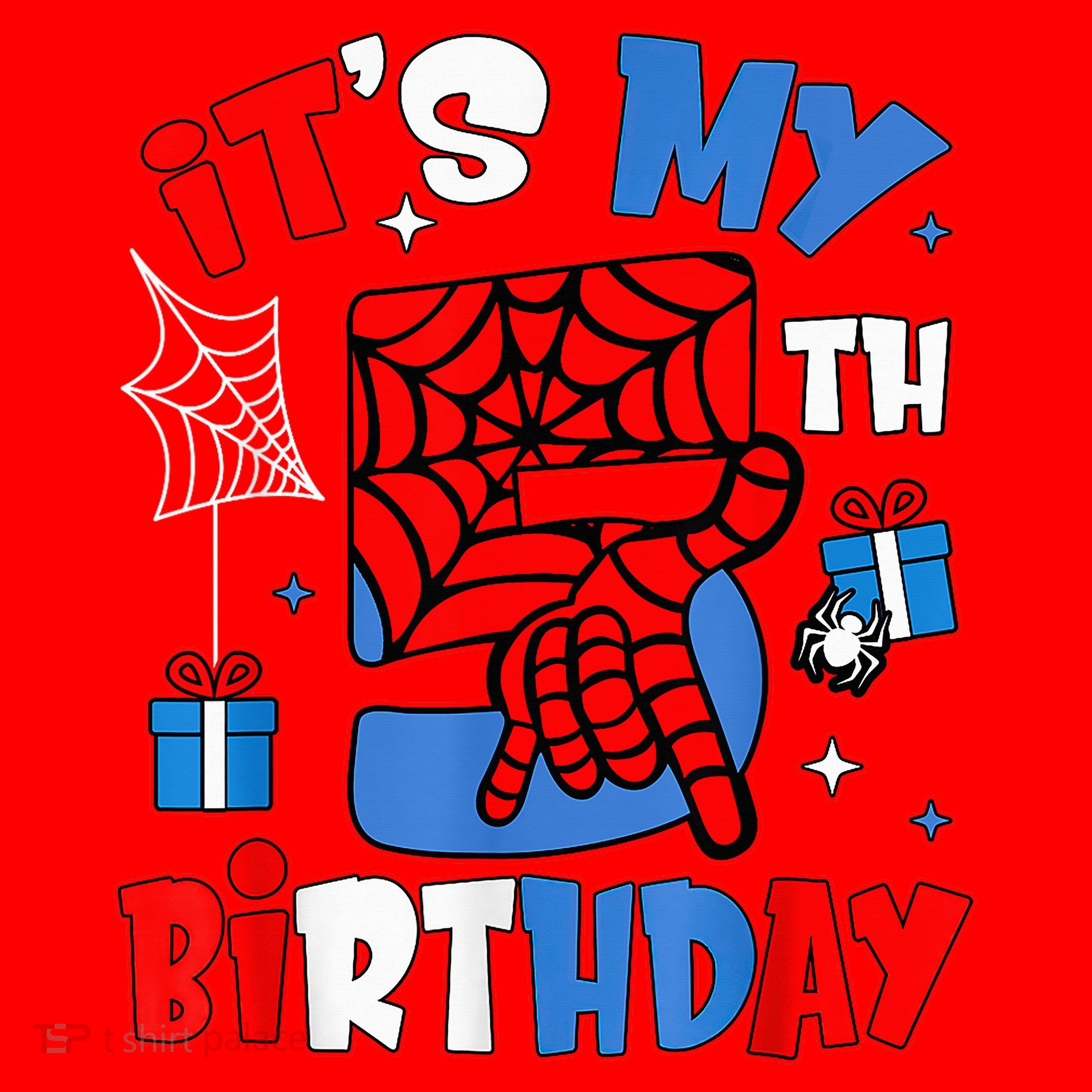 It'S My 5th Birthday Spider Theme Party Boy Birthday Present Santa Hat