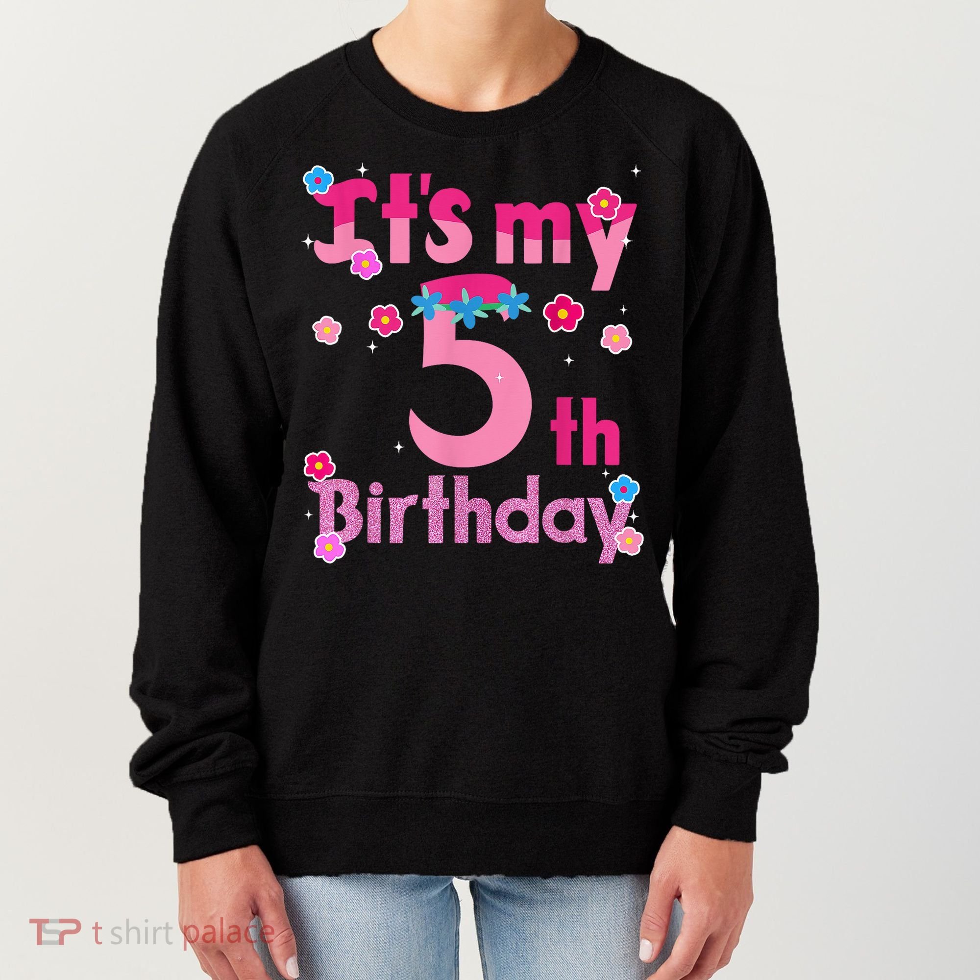 It'S My 5th Birthday Troll Family Party Decorations Women's Sweatshirt