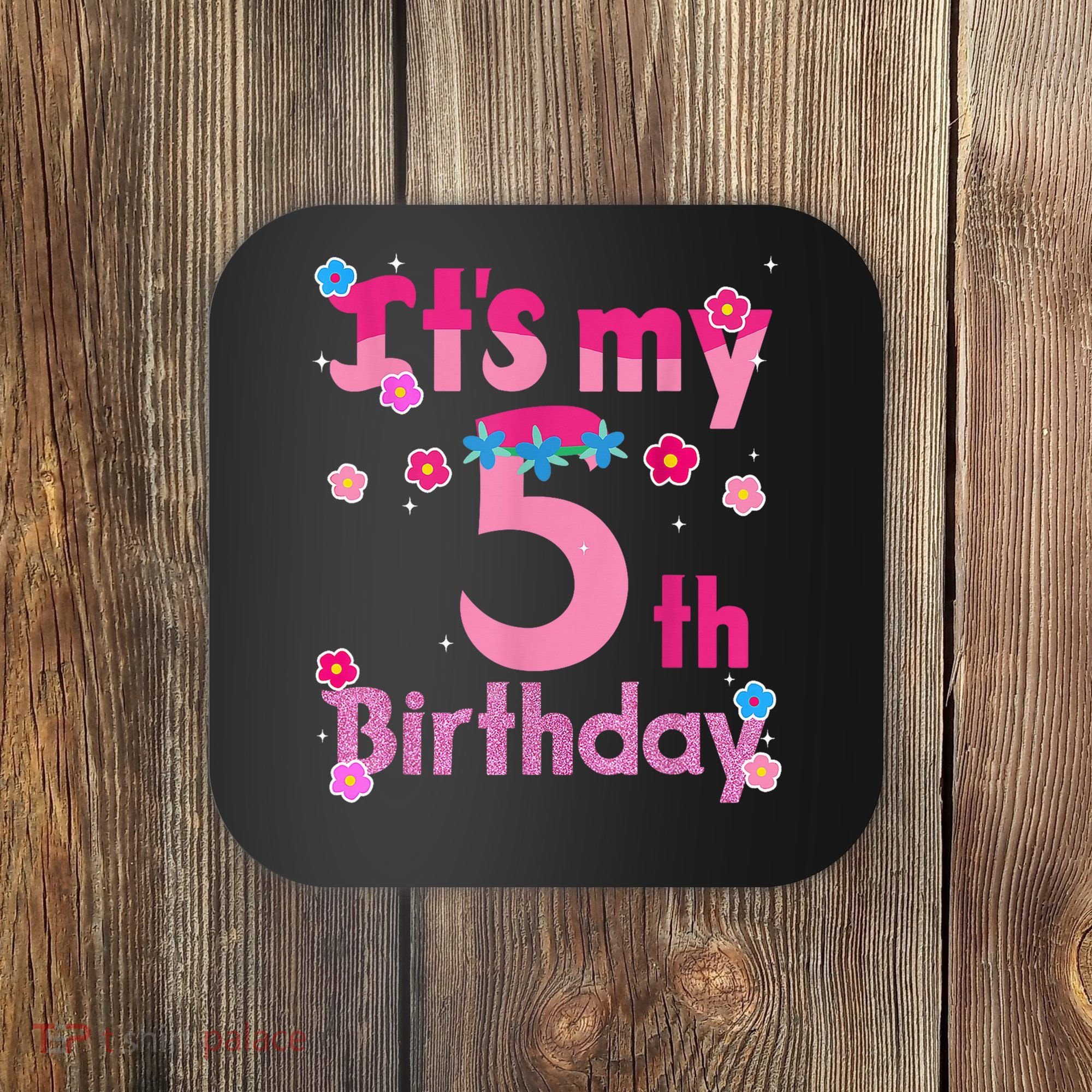 It'S My 5th Birthday Troll Family Party Decorations Coaster
