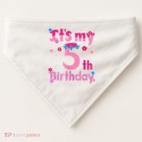 It'S My 5th Birthday Troll Family Party Decorations USA-Made Doggie Bandana thumb 0