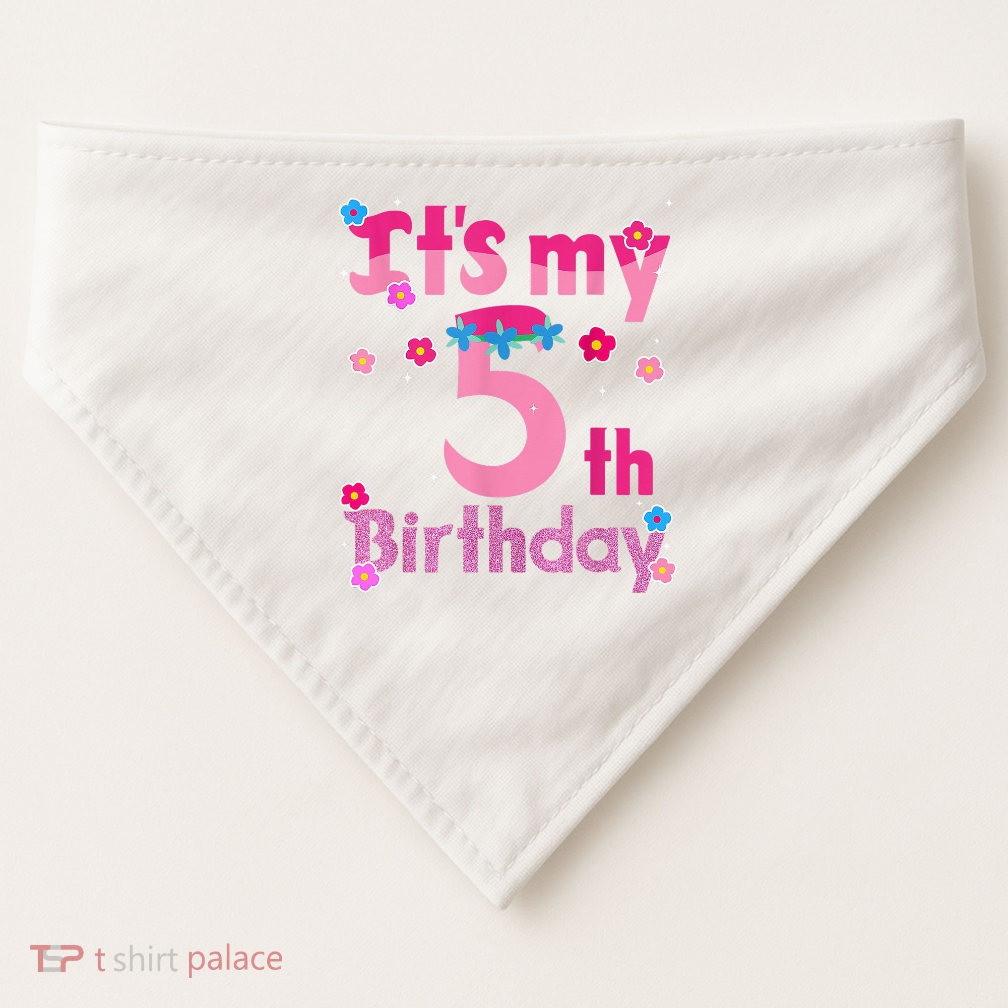 It'S My 5th Birthday Troll Family Party Decorations USA-Made Doggie Bandana