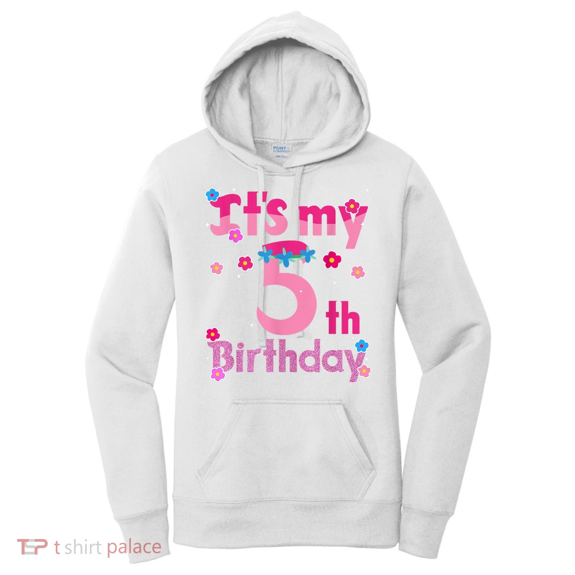 It'S My 5th Birthday Troll Family Party Decorations Women's Hoodie