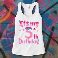It'S My 5th Birthday Troll Family Party Decorations Women's Tank Top thumb 3