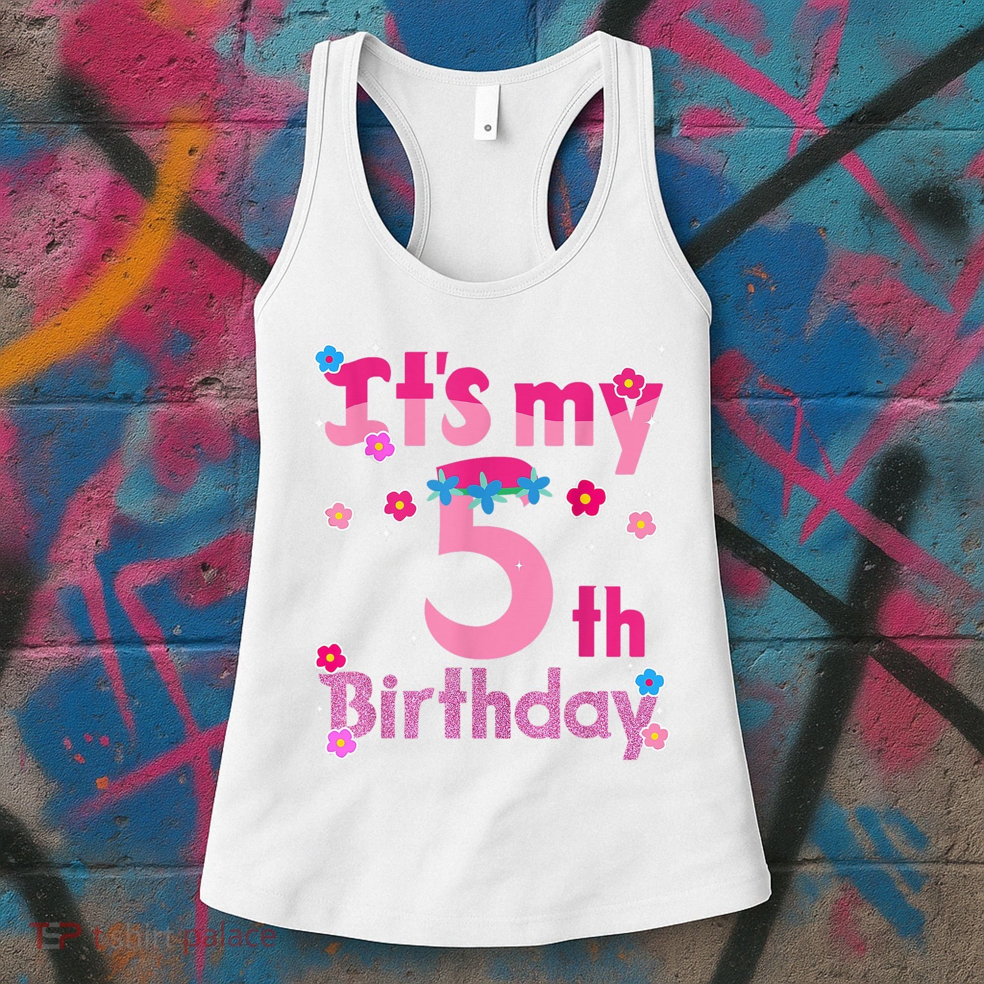 It'S My 5th Birthday Troll Family Party Decorations Women's Tank Top