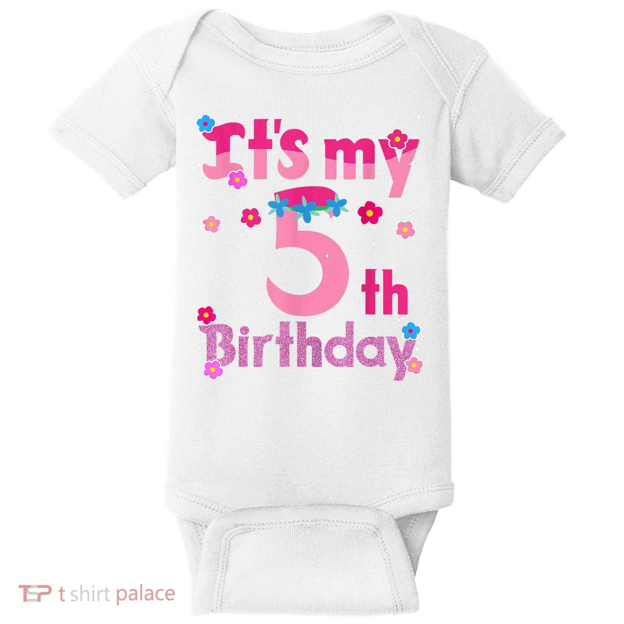 It'S My 5th Birthday Troll Family Party Decorations Baby Bodysuit