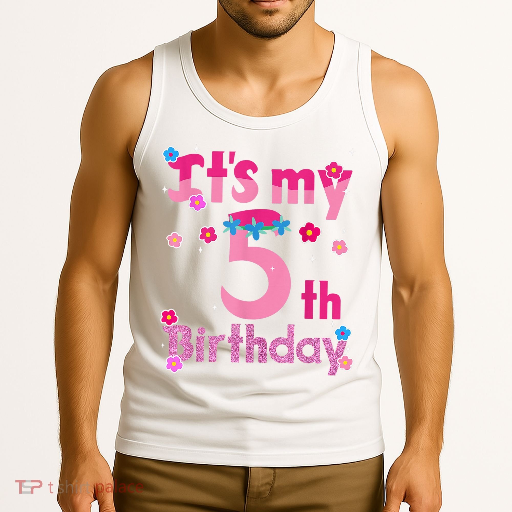 It'S My 5th Birthday Troll Family Party Decorations Tank Top