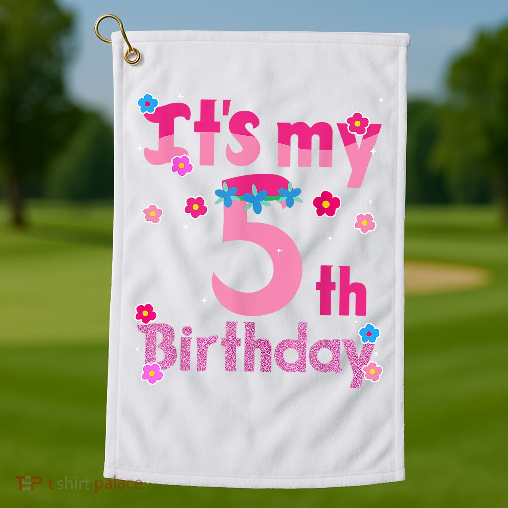 It'S My 5th Birthday Troll Family Party Decorations Golf Towel