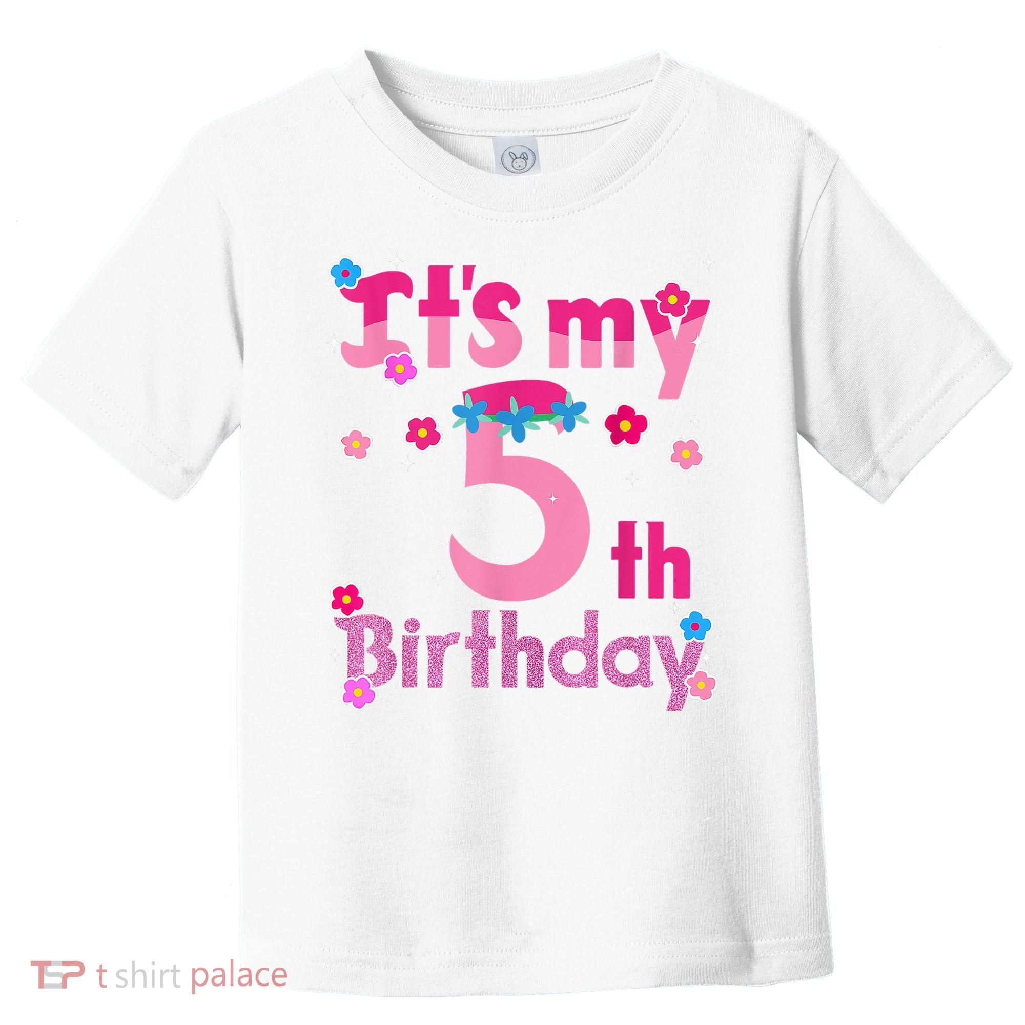 It'S My 5th Birthday Troll Family Party Decorations Toddler T-Shirt