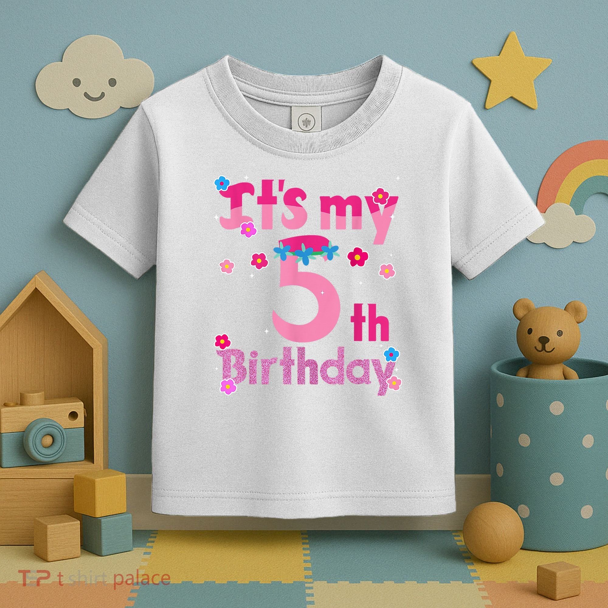 It'S My 5th Birthday Troll Family Party Decorations Toddler T-Shirt