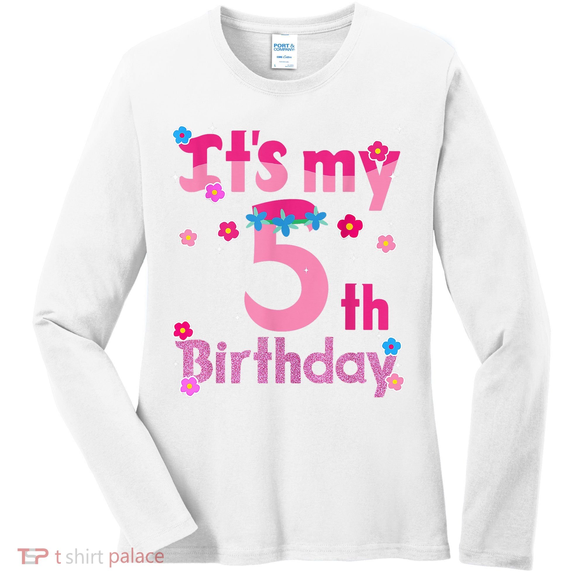 It'S My 5th Birthday Troll Family Party Decorations Women's Long Sleeve Shirt