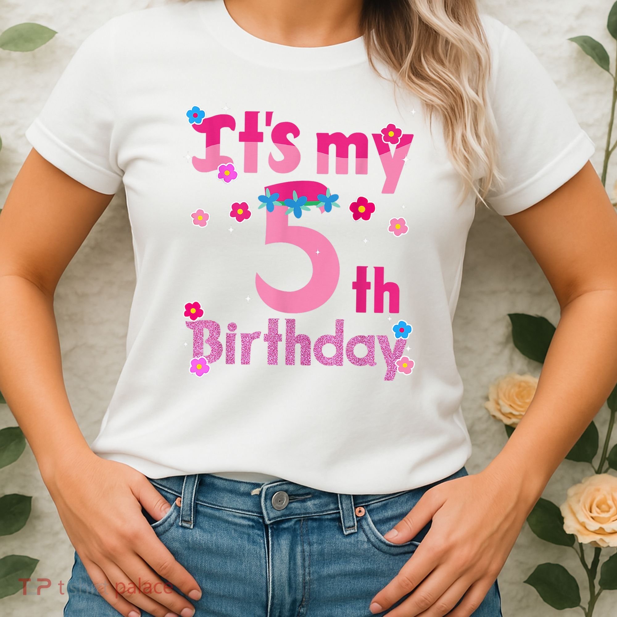 It'S My 5th Birthday Troll Family Party Decorations Women's T-Shirt