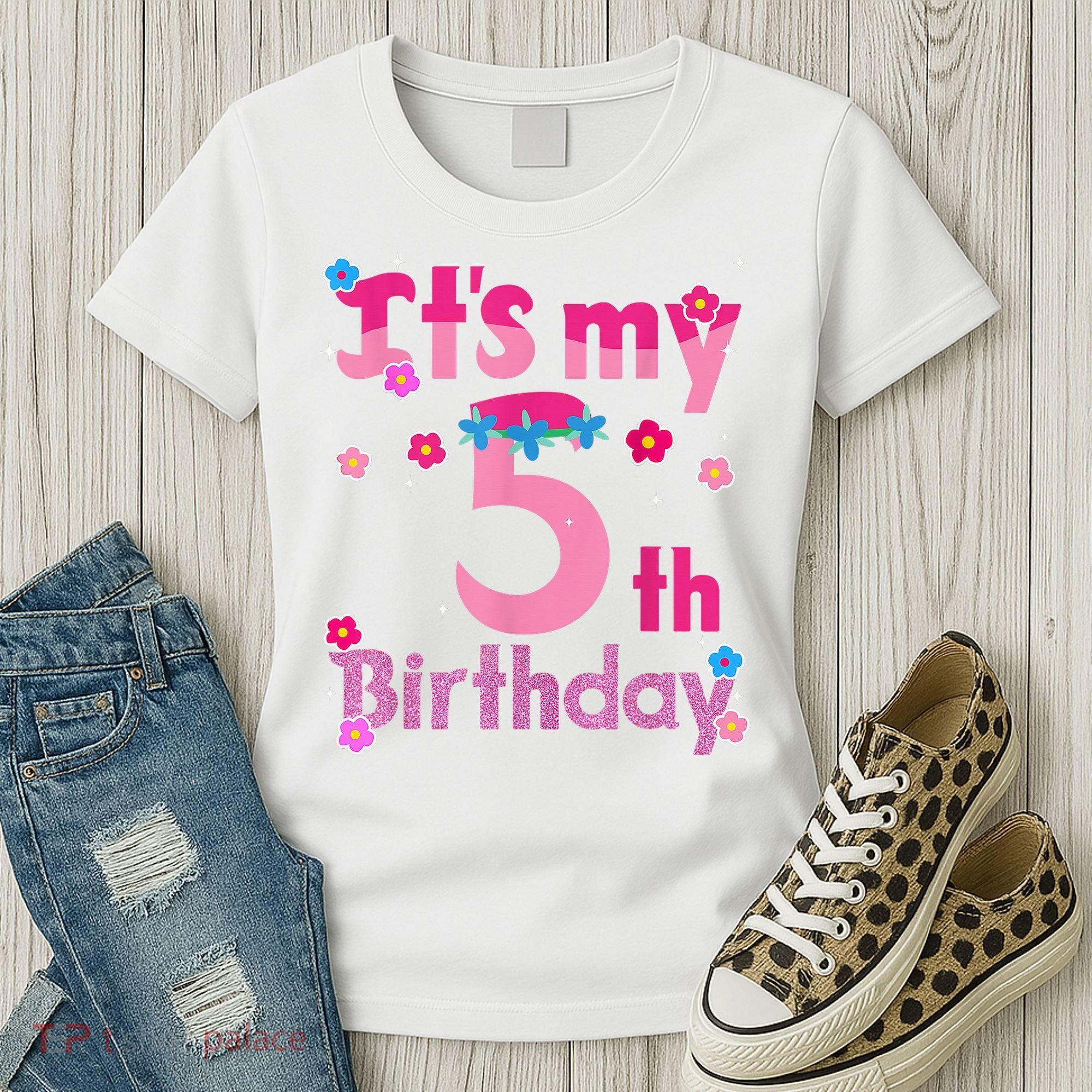 It'S My 5th Birthday Troll Family Party Decorations Women's T-Shirt