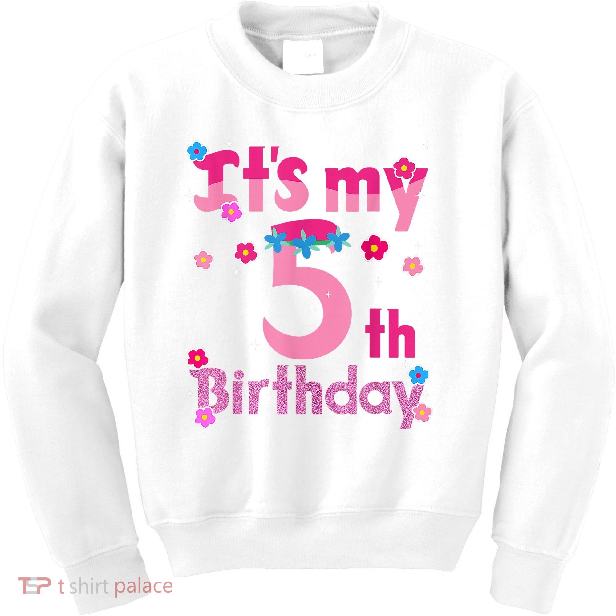 It'S My 5th Birthday Troll Family Party Decorations Kids Sweatshirt
