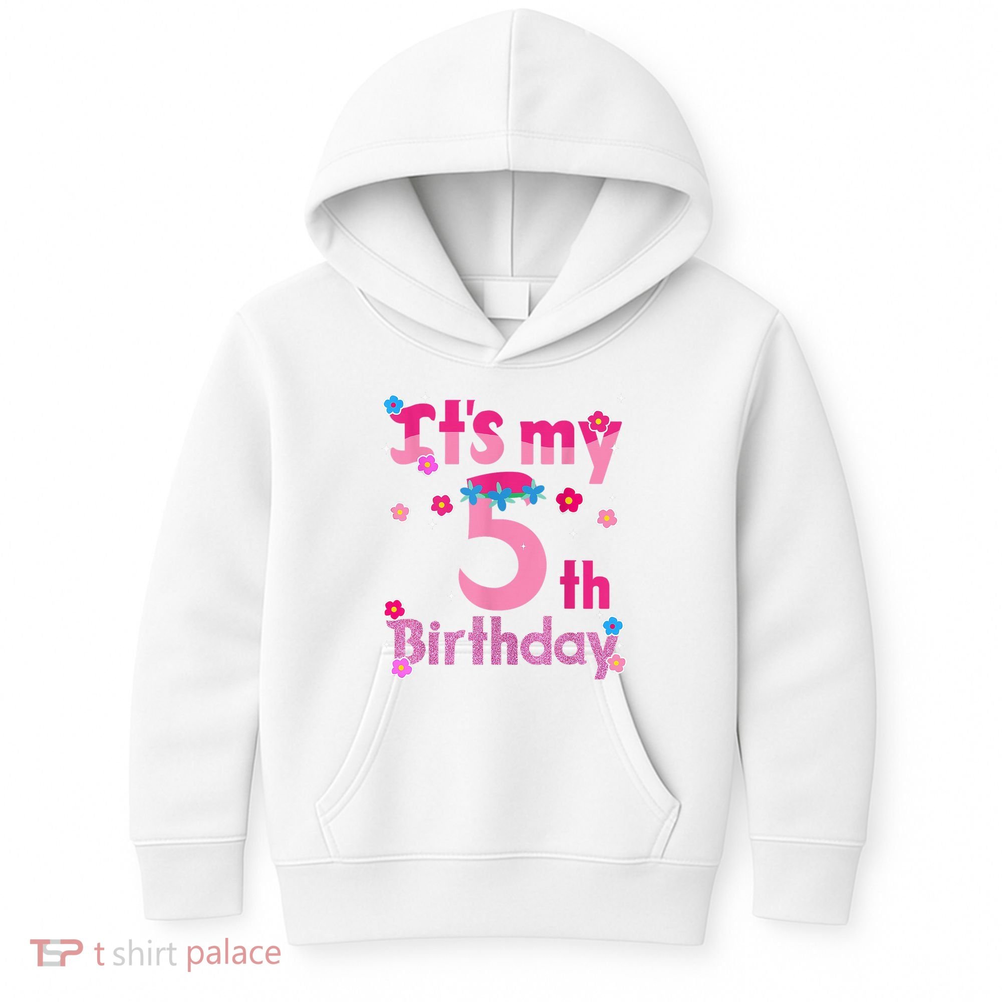 It'S My 5th Birthday Troll Family Party Decorations Kids Hoodie